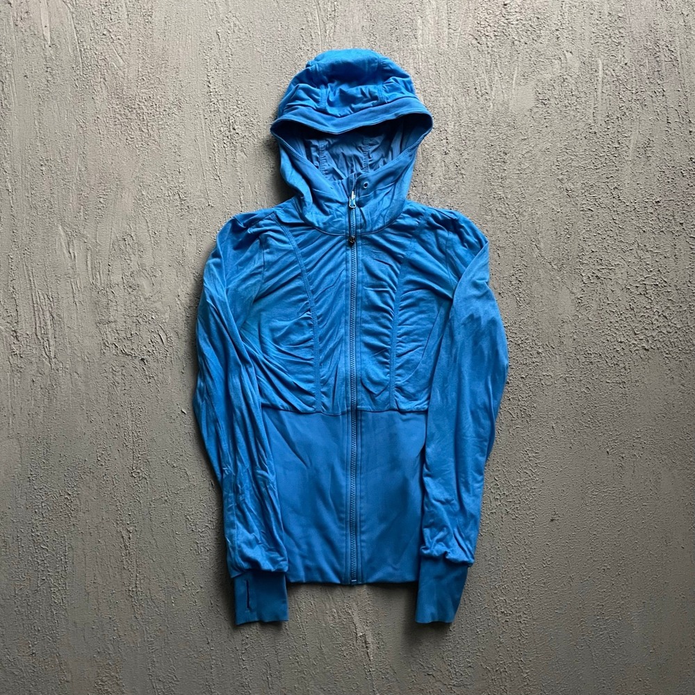 Lululemon Ruched Full Zip Hooded Jacket Womens Small Blue